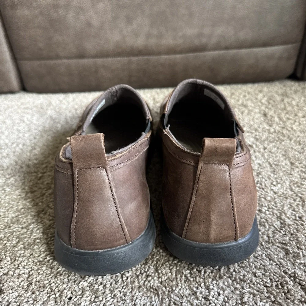 CROCS Denton Leather Slip-Ons Removable Comfort Insoles Espresso Size 13